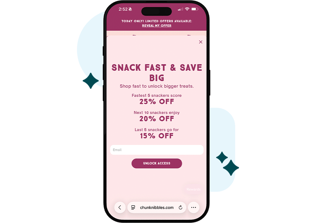 A Quikly campaign running on the Chunk Nibbles store